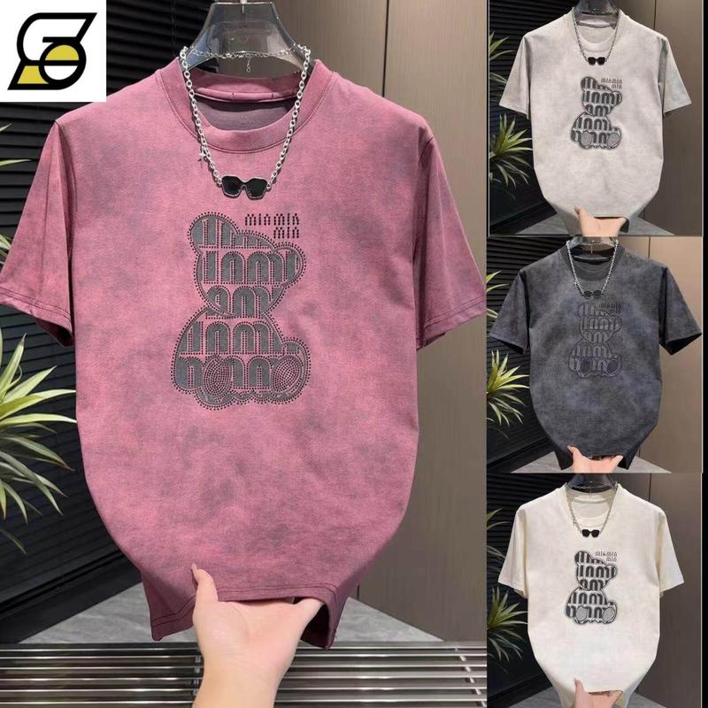 Áo Thun Nhuộm Cà Vạt Kim Cương Giả ngắn Tay Phong Cách Thường Ngày Hợp Xu hướng  Nam, ngắn Tay, Thời Trang Dễ Phối Đồ Thích Hợp  Mùa Hè, Thiết Kế Sang Trọng Giá Cả Phải Chăng màu hồng phông trơn xanh navy cho grab đến/màu be áo chui đầu áo thun