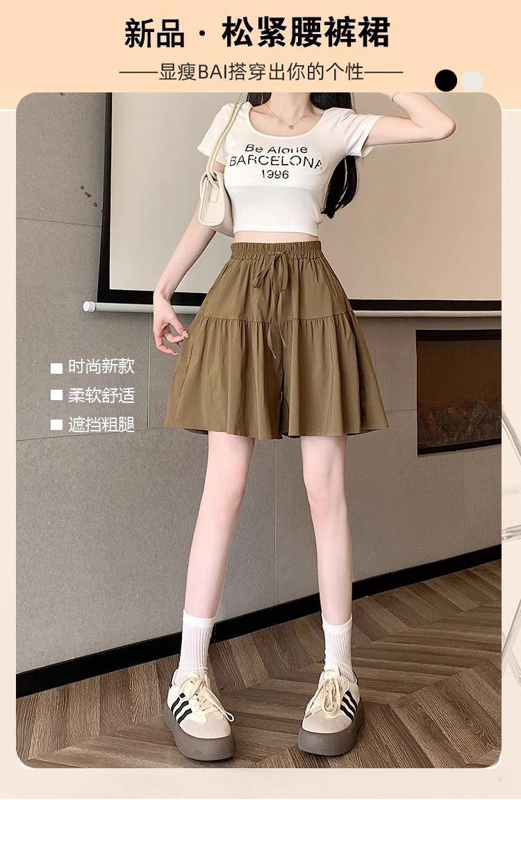 Product Introduction of [2380 People Collection] Idle Style Ice Silk Quick-Drying Wide Leg Culottes Shorts Women's Summer Thin plus Size Casual Shorts Pantskirt 3