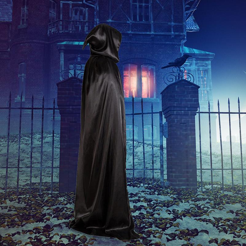 Áo choàng đội đầu Halloween, dài, có mũ trùm đầu, Cosplay, Trang phục ma cà rồng và quỷ dữ, Áo choàng 4