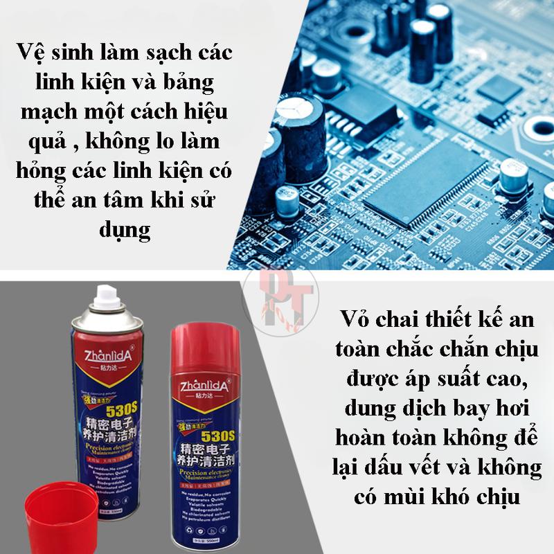 Chai xịt vệ sinh bo mạch điện tử 530s Nước rửa linh kiện điện tử Màn hình điện thoại (chính hãng) Thể tích 550ml Làm Sạch 6