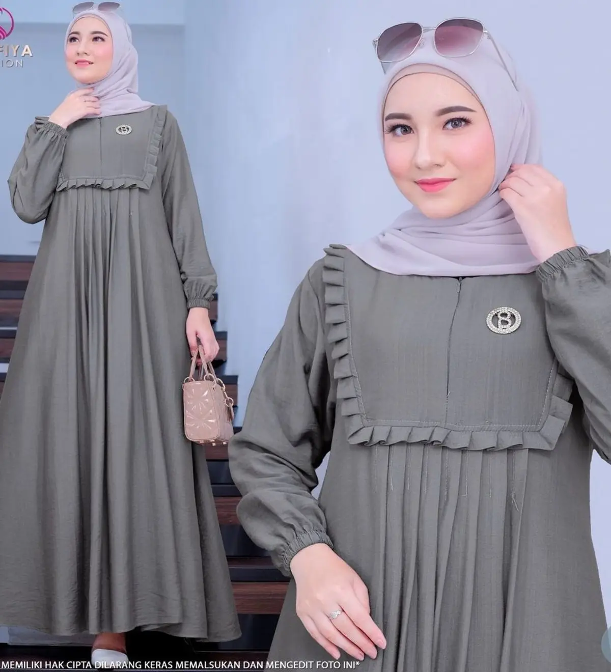 Gamis jumbo ld 140 bahan crinkle adem muslim wanita Airflow Dress