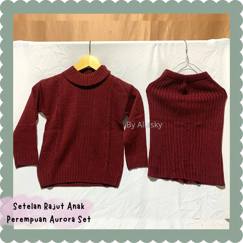 Baju Anak Perempuan setelan aurora / Sweater Rajut Anak / Satu Set Rajut Anak / Cardigan Rajut Anak Perempuan / Set Knit Anak / Rok Stelan Rajut Anak / Rok Span Rajut Anak / Baju Anak Cewek Umur 12 / Setelan Rajut Anak Perempuan Aurora Set 4
