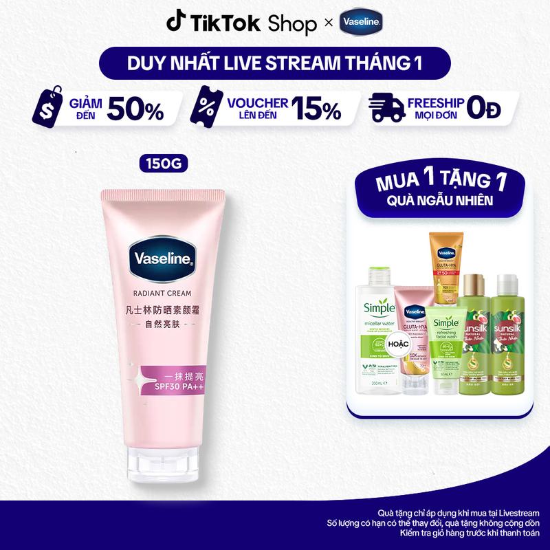 1 Kem dưỡng sáng da nâng tông tức thì Vaseline Radiant Cream SPF30 PA++
