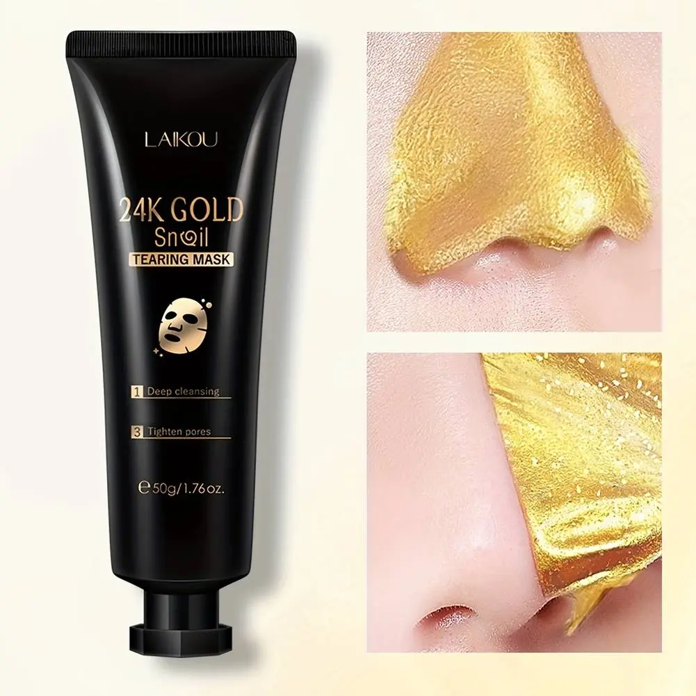 Mặt Nạ Lột Vàng 24K, LAIKOU, 50g, Dưỡng Ẩm, Kiểm Soát Dầu Nhẹ Nhàng, Làm Sạch Lỗ Chân Lông, Loại Bỏ Bụi Bẩn, Thích Hợp Cho Mọi Loại Da, Dành Cho Nam Và Nữ