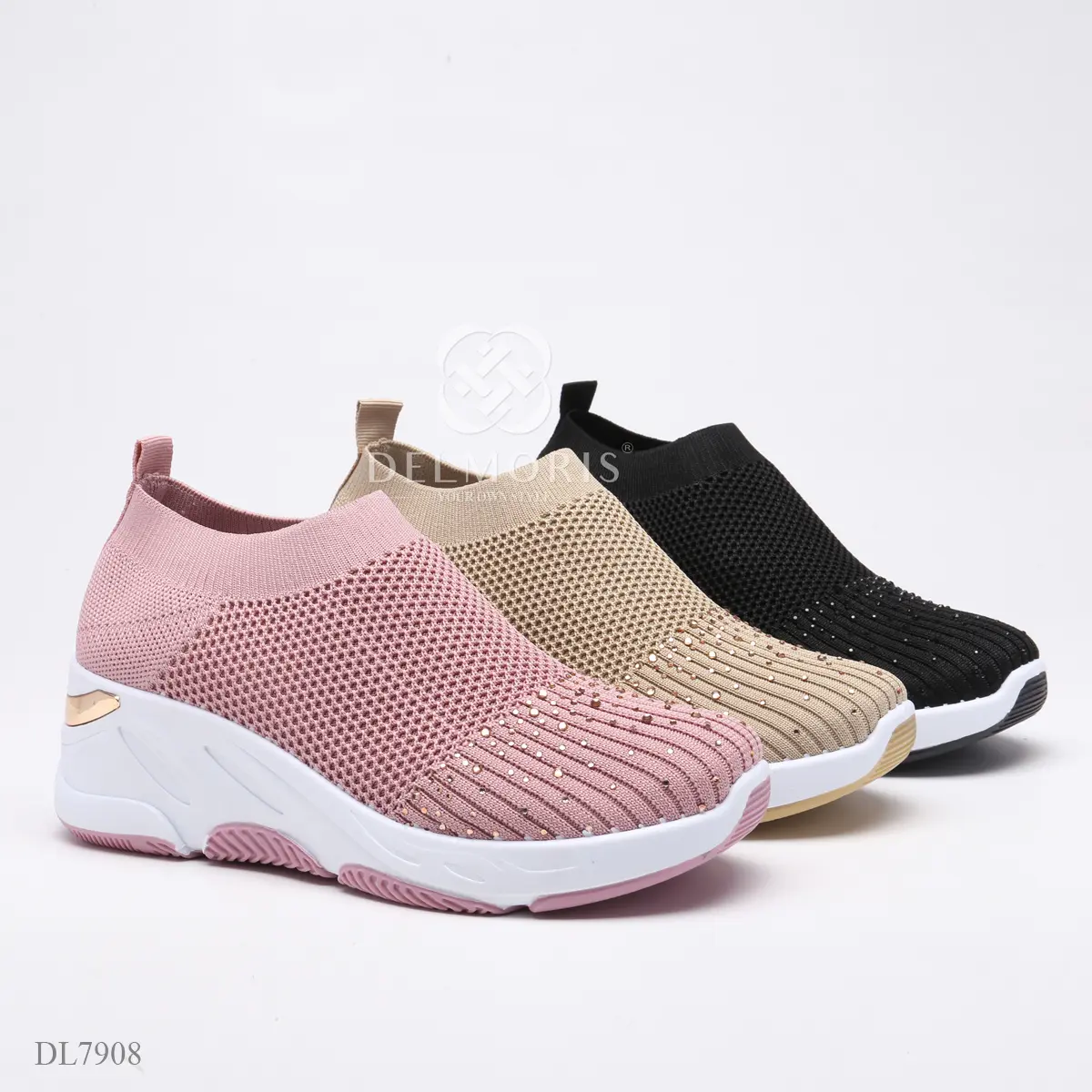 DELMORIS Flexknit Series DL7908 Sepatu Sneakers Wanita Casual Canvas Pink