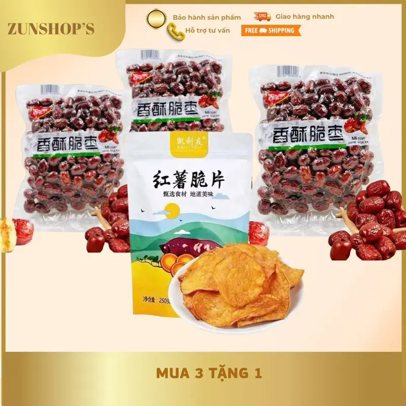 (Mua 3 Tặng 1) Combo 3 Gói Táo Đỏ Sấy Giòn Tặng 1  Khoai Sấy Giòn
