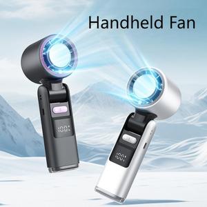 Portable Handheld Fan, 1 Count 5-speed Wind Speed Fan with Ice Compress & Lighting Function, USB Rechargeable Fan for Outdoor Activities, Travel, Work