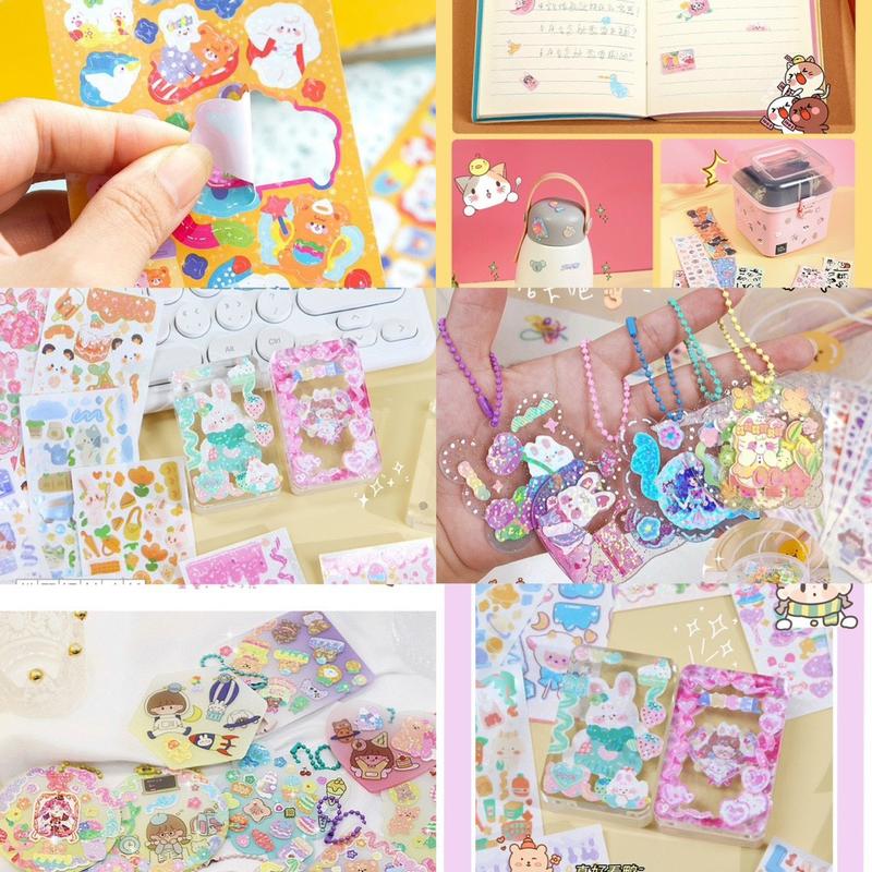 10 tờ Sticker trang trí phủ nhũ óng ánh 1