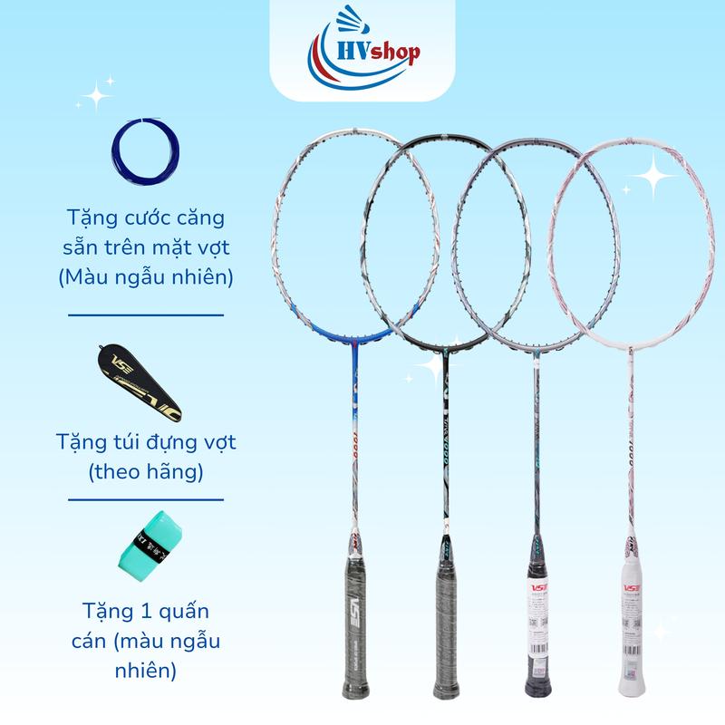  Vợt cầu lông VS Titan 1000 Đen Xanh  BẢN CẢI TIẾN  - Tặng cước căng sẵn màu ngẫu nhiên quấn cán túi đựng vợt Cán Vợt Sport Cacbon 
