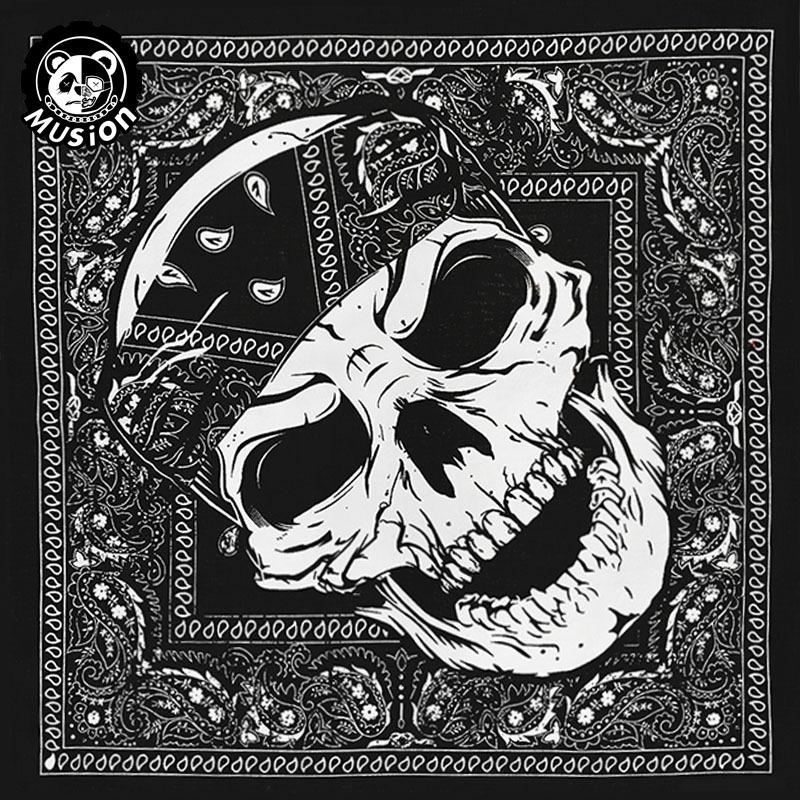 Khăn Bandana, Thiết Kế Đầu Lâu Musion, Làm Bằng Bông, Màu Đen, Phong Cách Cổ Điển Và Hip Hop, Durag, Mặt Nạ Đầu Lâu Harley Davidson, Thiết Kế Chìa Khóa Kain, Khăn Quàng Cổ Vuông Cổ Điển Thích Hợp Cho Khăn Bandana Đi Xe Máy Cho Nam 0