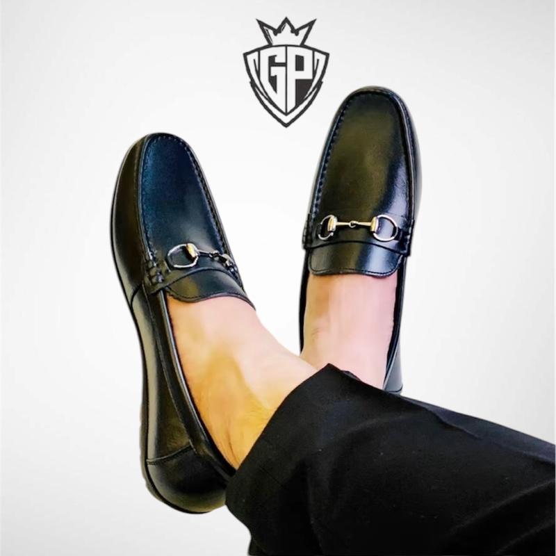 Mc01 - Giày Mọi Nam Da Bò, Giày Lười Nam Moccsins Màu Đen Shoes 2