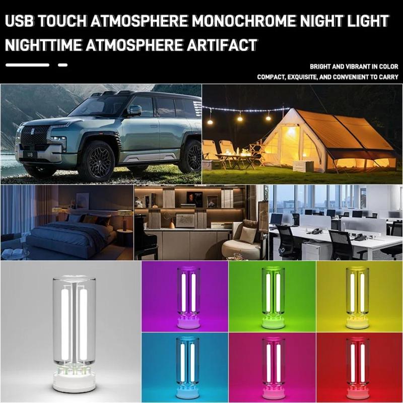 USB Car Atmosphere Light, Touch Dimmable LED Filament Lamp Bulb, Portable Plug and Play Night Light, Decorative Light for Car, Home, Office 7