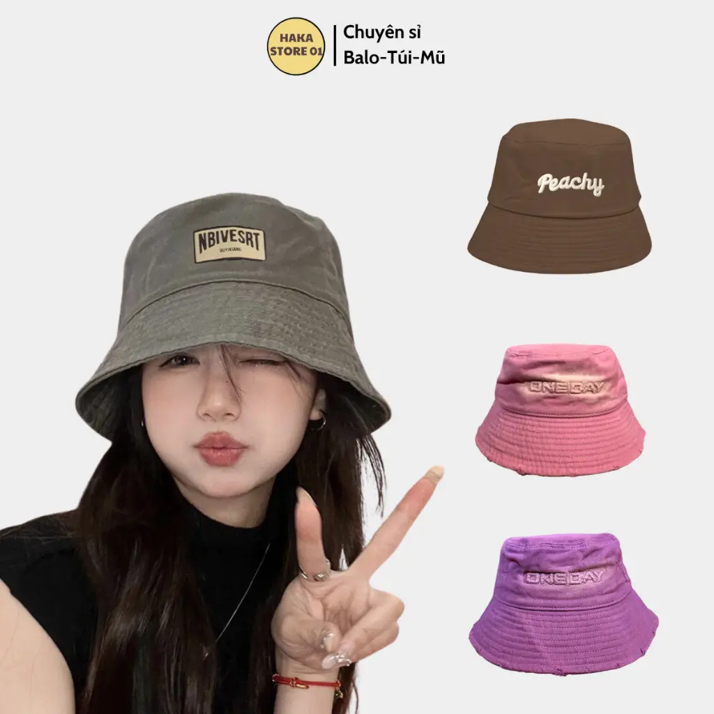 Mũ bucket vành cụp trơn nhiều màu phong cách Ulzzang Unisex