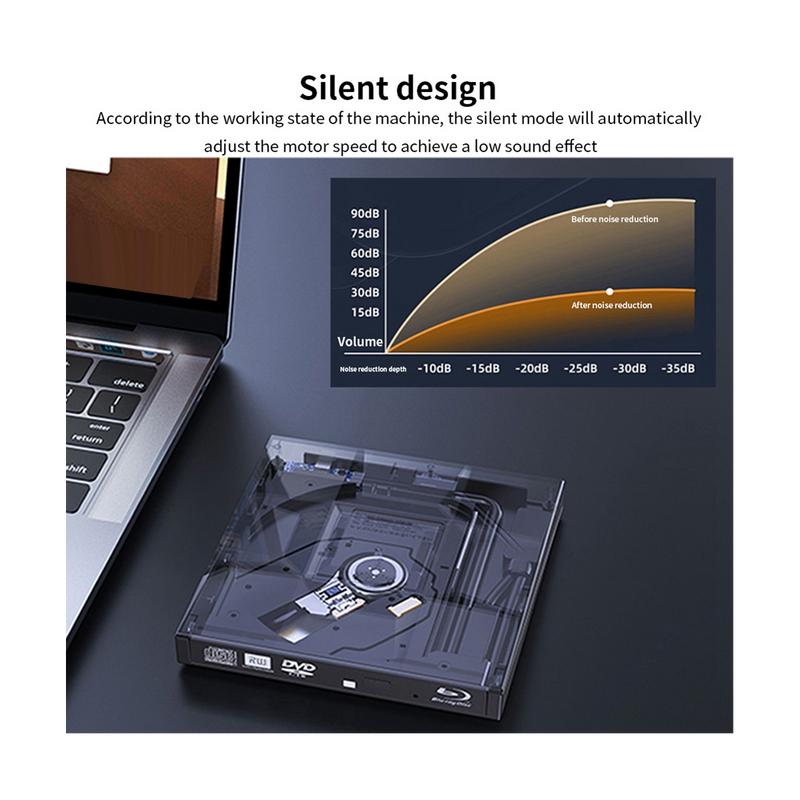 External CD and DVD Player Game Burner DVD External USB 3.0 Type C CD Writer Reader for PC Laptop Desktop 7