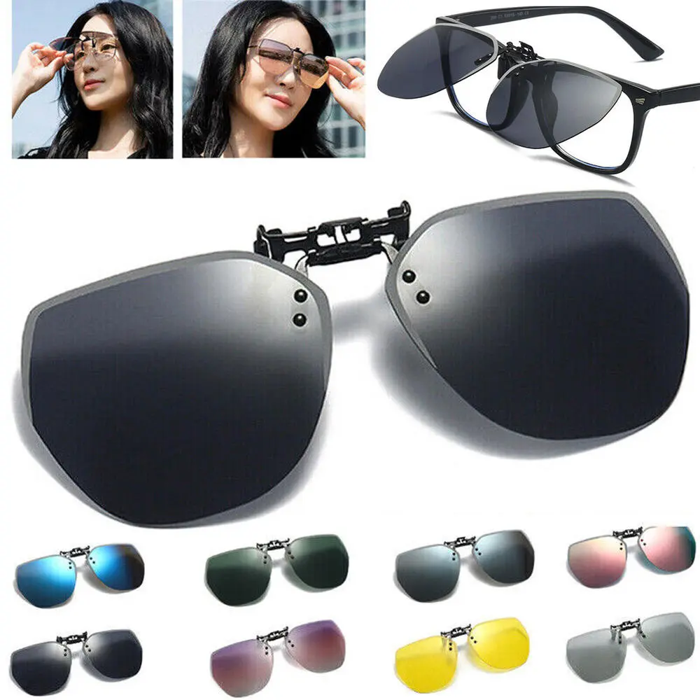 Kính râm phân cực, kiểu kẹp, siêu nhẹ, tròng tráng gương chống xước, kính nhìn ban đêm, bảo vệ tia cực tím, thích hợp cho kính râm