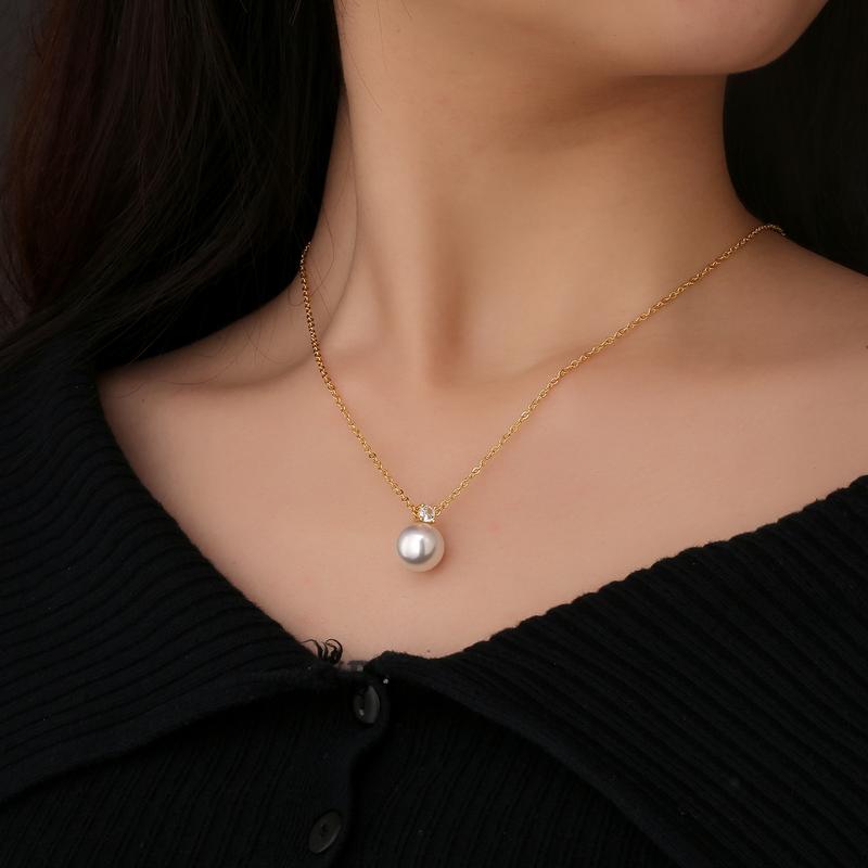 Phụ Kiện Dây Chuyền Xương Đòn, Bán Chạy, Thiết Kế Độc Đáo Đơn Giản Và Cổ Điển Vòng Cổ Mặt Dây Chuyền Ngọc Trai Đơn, Dành Cho Phụ Nữ, Dễ Phối Đồ, Cảm Giác Cao Cấp 2