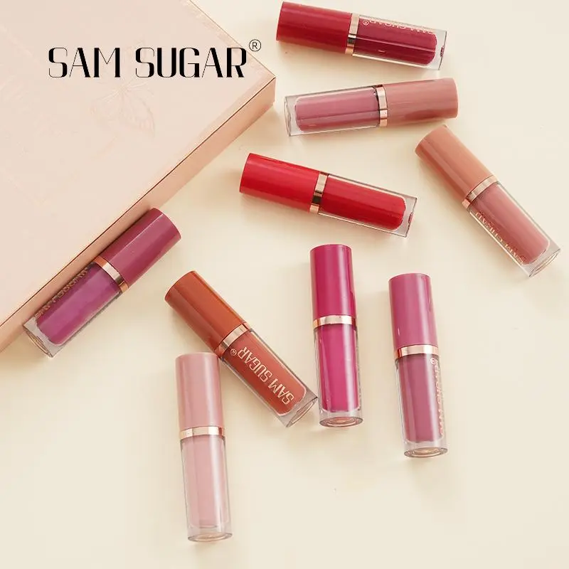 Matte Lip Gloss Set, 12pcs/box Matte Lip Balms, Easy Coloring Lip Sticks, Moisturizing Matte Lipstick, Velvet Matt Finish Lip Gloss, Magenta Lipstick 8