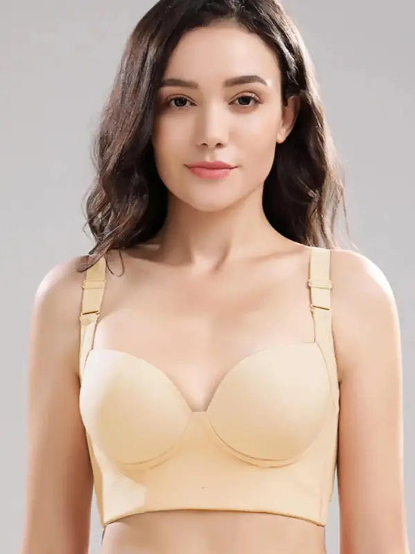 Plus Size Solid 2pcs Solid Adjustable Straps Underwire Push Up Bra, Casual Soft Comfortable Breathable Lingerie Top, Women's Plus Size Lingerie for All Seasons, Lady Underwear 7