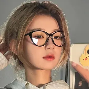 BISA COD F5538 Kacamata Korea Wanita Anti Radiasi / Cat Eye Eyeglasses Hitam Lensa Eyewear