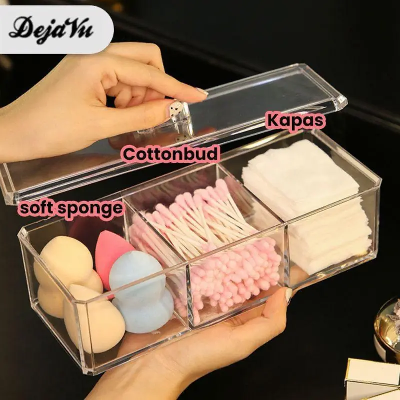 Dejavu Rak Kosmetik Acrylic Kapas Kotak Make Up Tempat Kosmetik Penyimpanan Brush Lipstik HRM317 0