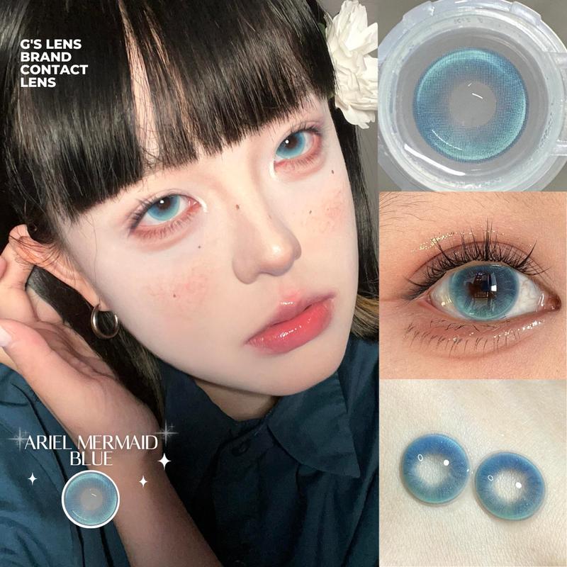Kính áp tròng ARIEL MERMAID BLUE mắt mèo xanh ngọc Douyin lens cận 6 tháng G.DIA 14.2mm có độ 0-8 NỘI ĐỊA TRUNG