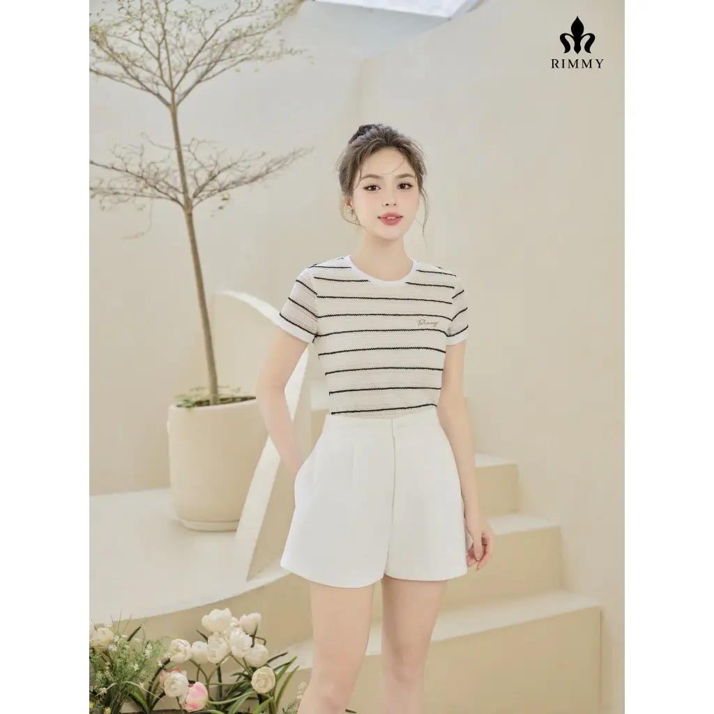 RIMMY - CIAN Dress Áo thun dệt kim basic kẻ ngang năng động trẻ trung không nhăn mát mẻ