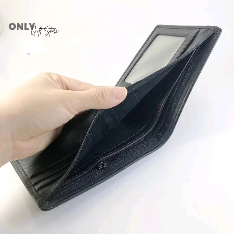 VÍ NAM DA BÒ THẬT KHẮC LOGO LƯU NIỆM | DA BÒ NAPPA CAO CẤP | KÈM HỘP ĐỰNG | WALLET LEATHER Nam Nhiều Ngăn 3