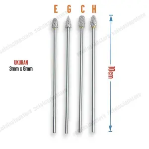4PCS Mata Bor Tuner Panjang 3*6*100mm ORIGINAL – Tipe E, G, C, H | Mata Gerinda Mesin Cuner/Porting Presisi
