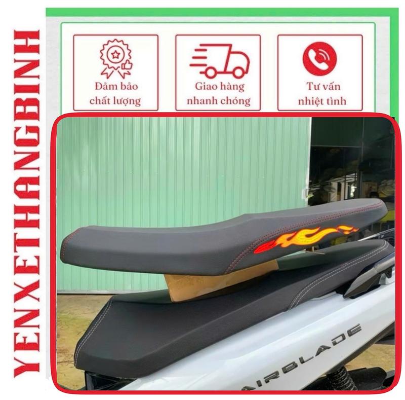 Yên Sirius Mỏng Thêu Vành Lửa, Yên 2 Tầng Sirius,Yên Si 50 2 Tầng, Sirius 110cc 2 Tầng (Yên Mút Trắng)