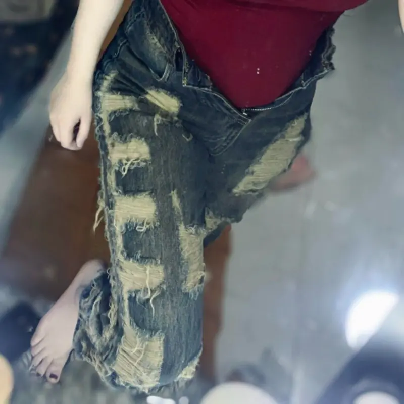 [LSN]Quần Jean Baggy Nữ Rách Nhiều Trước Và Sau 173 - 174 5