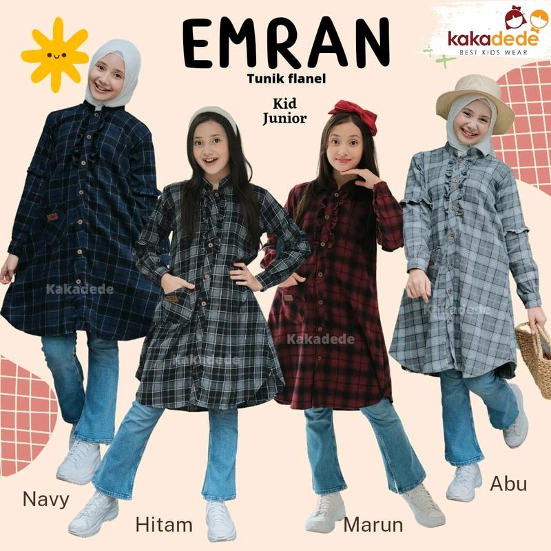 Tunik Flanel lengan panjang anak perempuan 4 - 16 tahun remaja kakadede 1