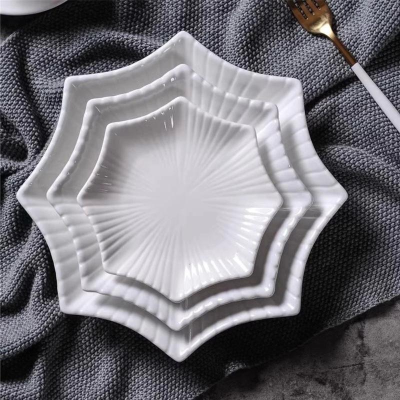 Đĩa Nhựa Phíp Melamine Hình Ngôi Sao Giả Sứ Loại Dày Cao Cấp Đựng Hoa Quả, Đồ Ăn Sang Trọng, Đĩa Ngôi Sao Giả Sứ Trắng