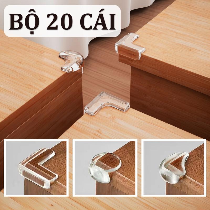 Bộ 20 miếng silicon bịt góc bàn Living C, bọc cạnh bàn tránh va đập, an toàn cho bé và mọi người