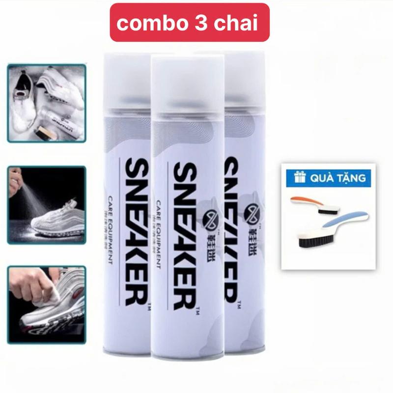 Combo 3 Chai Xịt Tạo Bọt Vệ Sinh Giày Bình Xịt Tuyết Làm Sạch Trắng Giày Dép Túi Xách Ghế Sofa mã 02 - Sáp đánh vệ sinh giày dép túi xách balo