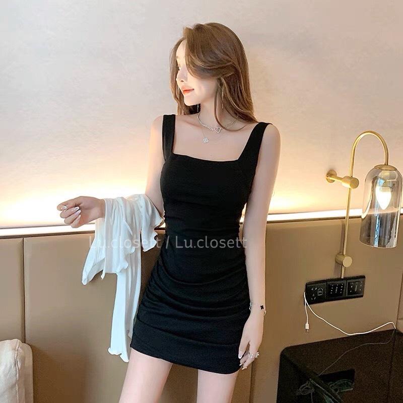 VÁY BODY 2 DÂY BẢN TO DÁNG ÔM, ĐẦM BODY CỔ VUÔNG DÁNG NGẮN