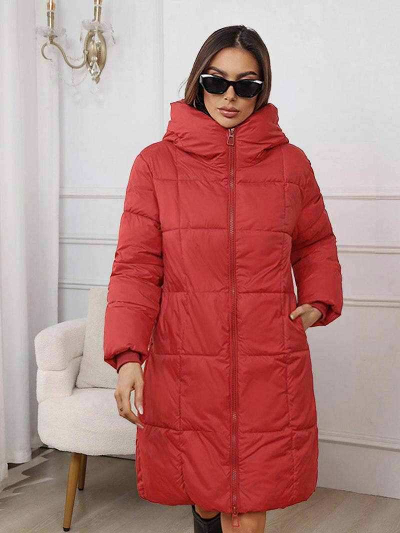 Product Introduction of Women's Solid Zip Up Pocket Design Winter Coat, Puffer Coat, Casual Long Sleeve Thermal Outerwear for Fall & Winter, Women's Clothing for Daily Wear 9