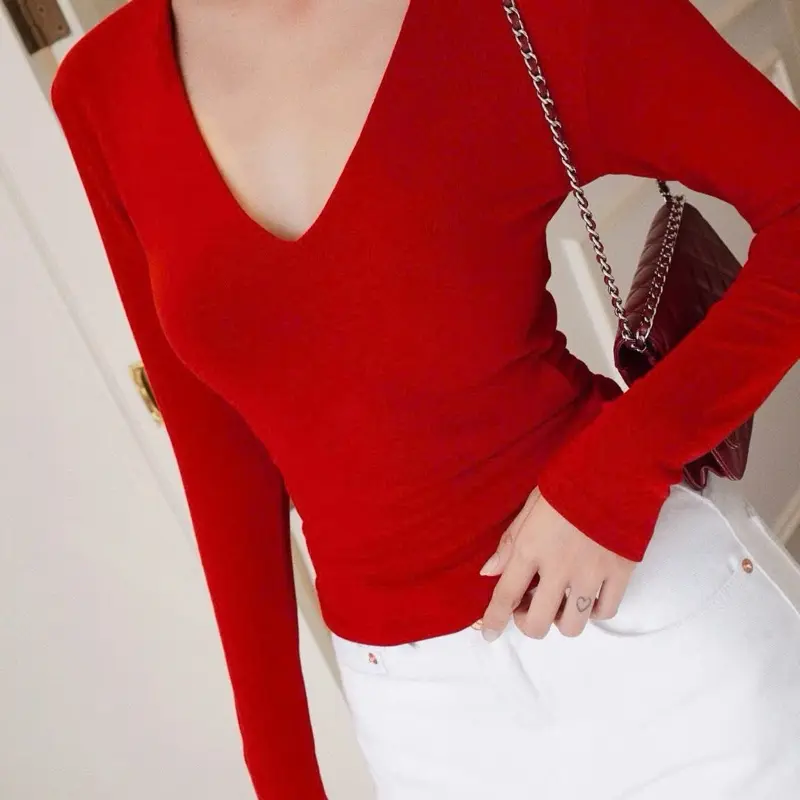 D041_Áo Tay Dài Cổ Tim Chất Zip Lụa QC ôm body