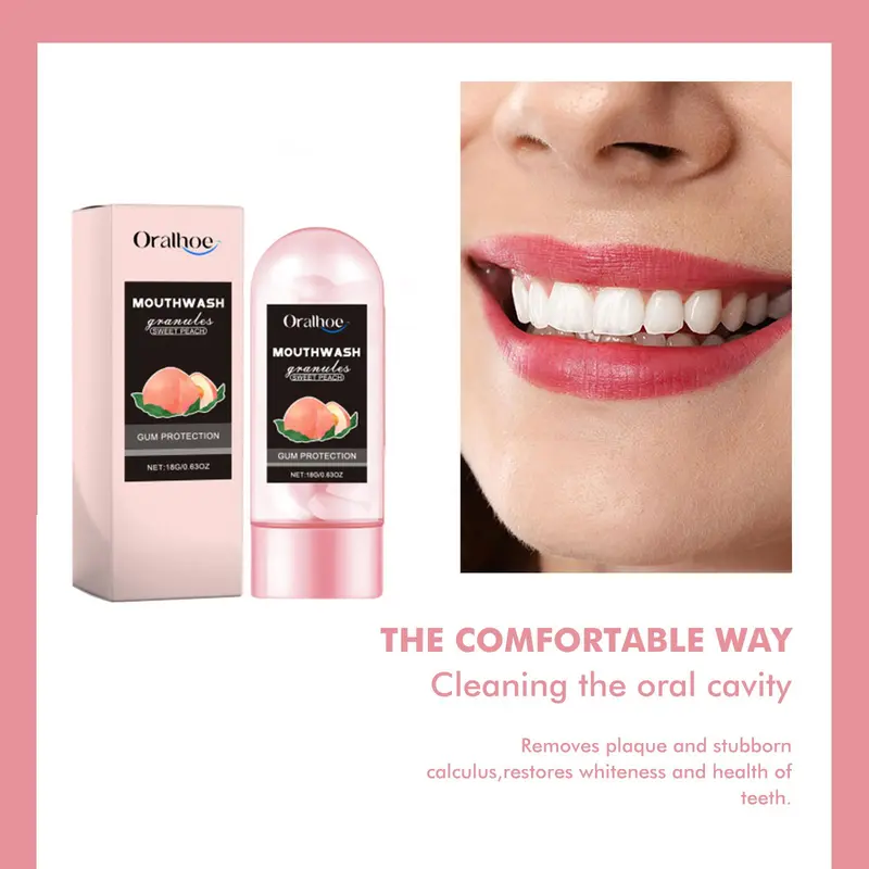 Peach Flavor Mouthwash, 1 Count/2 Counts Portable Oral Care Mouthwash, Travel Mouthwash, Oral Care Product for Men & Women 3