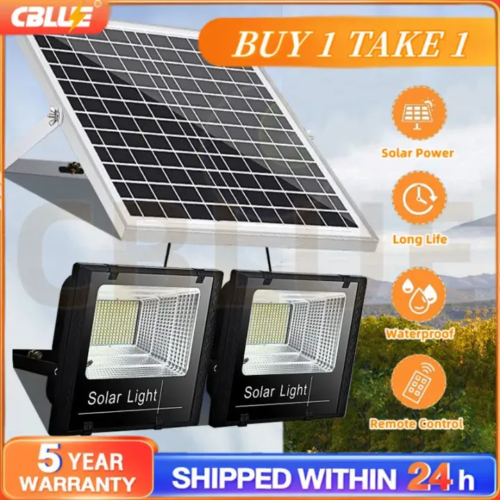 [BUY 1 TAKE 1]CBLUE Solar Lights Reflector Solar Spotlights LED Light 20W/35W/45W/80W/100W/150W/200W/400W Outdoor Garden House Remote Control Waterproof Flood Light Solar Lamp Outdoor