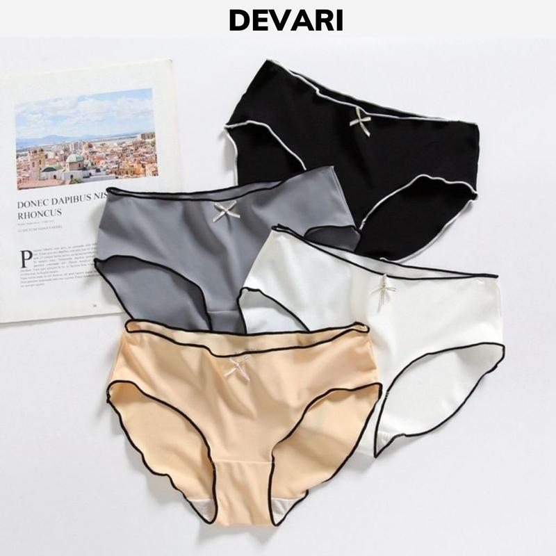Quần lót nữ thun lạnh cao cấp Quần chíp nữ đính nơ gợi cảm co dãn 4 chiều DEVARI L966 Women quần lót su lạnh đồ lót