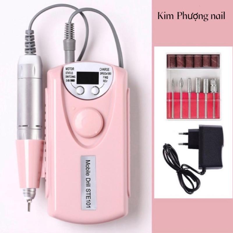  Máy mài móng tích điện STE-101 tang kèm hộp  đầu   mài .may chay rất êm - Máy mài cầm tay chuyên dụng ngành nail  bảo hành 3 tháng 