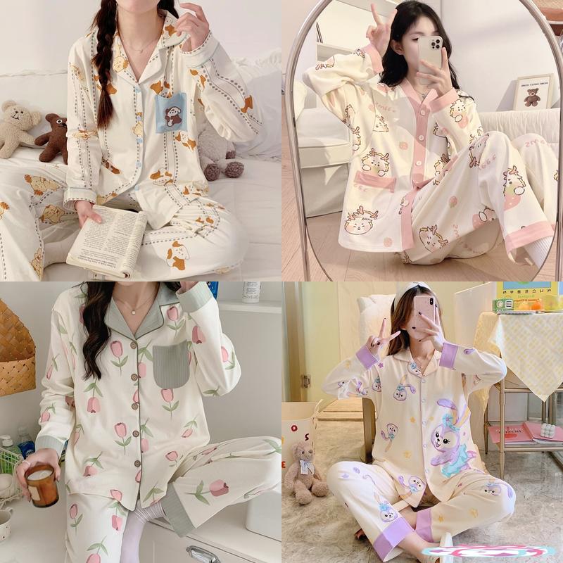 COMBO 2 BỘ Pijama chất coton mềm mát mặc cả Bầu và Sau sinh có thiết kế cho bé tu ti (40kg - 95kg) Váy Bầu Đầm Bầu