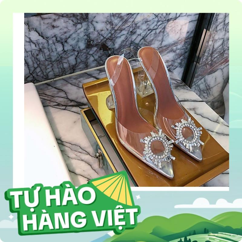 Guốc cao gót quai trong MIKA đính ĐÁ MẶT TRỜI có hậu bít mũi 9 phân CHỊ ĐẸP STORE mã U54 Shoes Nữ