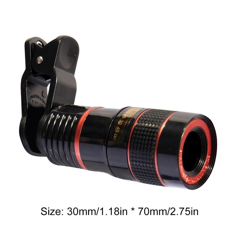 Ống kính kẹp, Ống kính điện thoại di động với ốp đen, Thích hợp để xem các cuộc thi và buổi hòa nhạc, Bộ 8 5