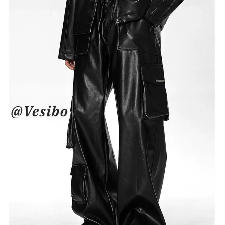 [crust pants]American Style Hip Hop Punk Leather Pants Men's Spring ...