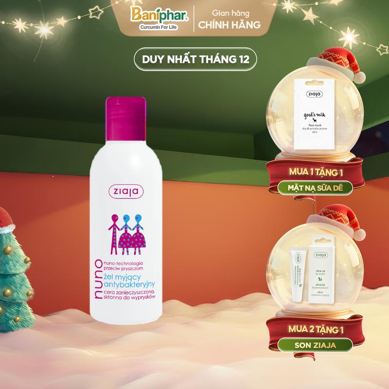 Sữa Rửa Mặt Dạng Gel Ziaja Nuno Làm Sạch Da Giảm Dầu Thừa Dịu Nhẹ Cho Da Dầu Da Mụn tặng Nước cân bằng Ziaja Nuno dung tích 200ml