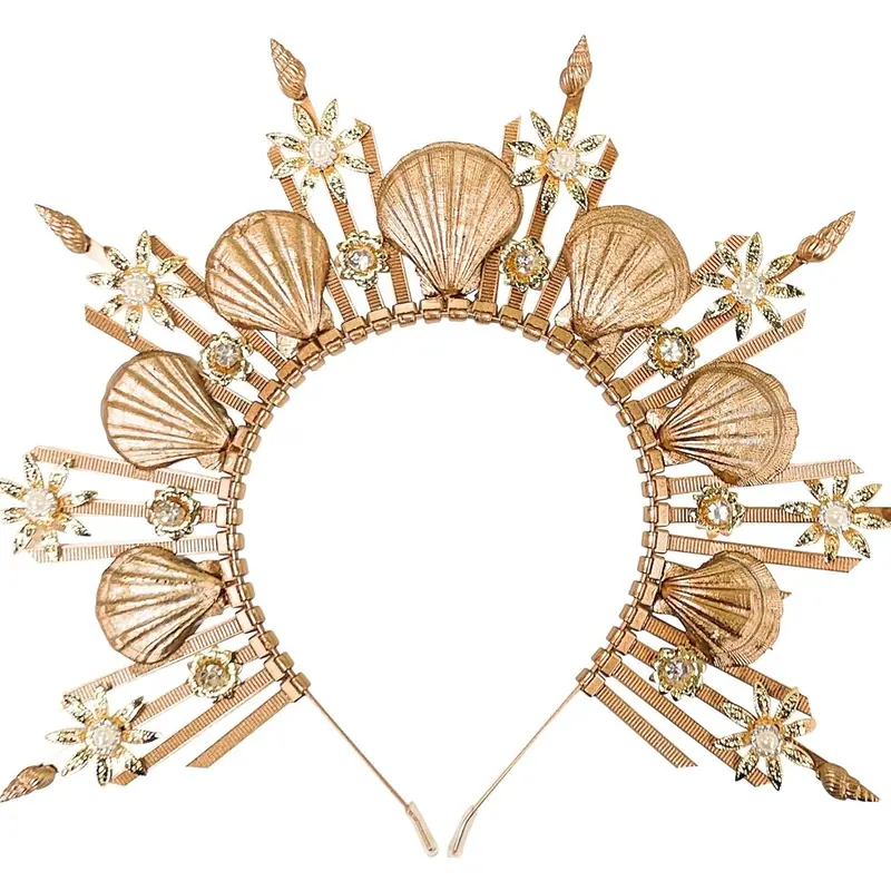 Local shipping-JeVenis Seashell Halo Crown Headpiece Mermaid Headband Seashell Crown Headband Siren Costume Women Halloween Cosplay Renaissance 0