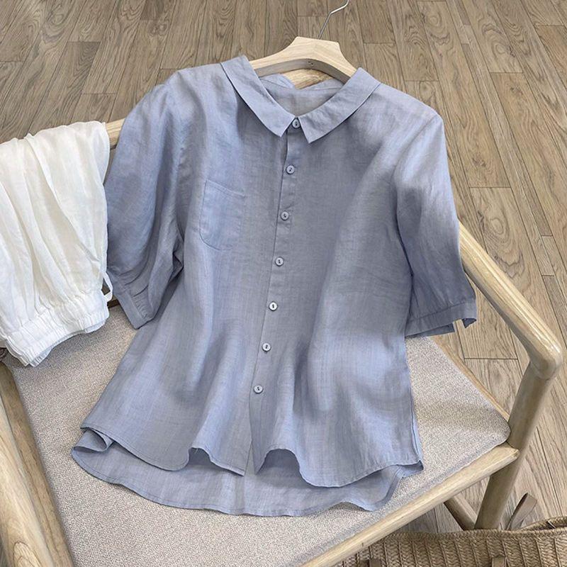 Product Introduction of Foreign Trade Export Brand Tail Single Cotton Short-Sleeved Shirt Women's Summer Loose-Fitting Lightweight Thin Casual plus Size Baby Shirt Top 10
