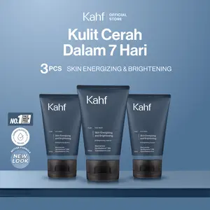 [KOH LEO'S CHOICE : KAHF BUNDLE 3IN1 PAKET FACIAL WASH] Triple Pack Face Wash 100 ml - Sabun Cuci Muka Pria Brightening, Acne, Oily, Comedo, Sensitive Skin - Wajah Glowing, Jerawat Hilang, Bebas Minyak - Gentle Cleanser Low pH for Daily Use