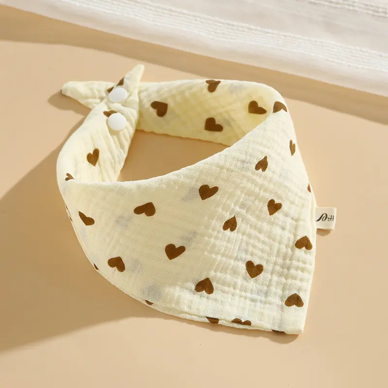 Yếm Trẻ Em Bé 1 Cái, Làm Bằng Bông Muslin, Thích Hợp Cho Trẻ Sơ Sinh, Nút Bấm, Mềm Mại, Thiết Kế Hình Tam Giác Hoạt Hình, Khăn Nước Bọt, Vải Ăn, Cho Bé Gái Và Bé Trai, Yếm Nước Bọt Cho Ăn 8